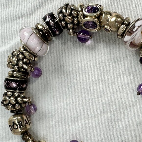 Rare Pandora Loaded 33 Bead Charm Swirl CZ 925 Sterling Silver Bracelet - Picture 8 of 9